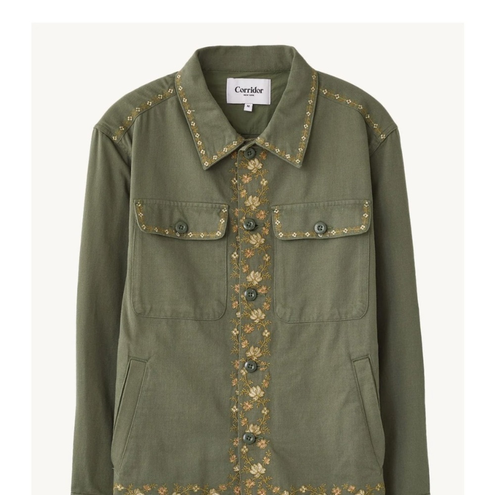 Corridor Olive Utility Jacket With Embroidery - image 1